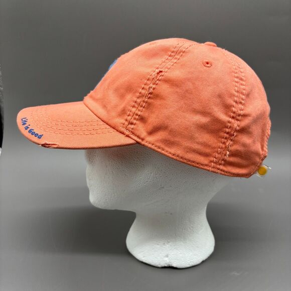 Life Is Good Flip Flops Embroidered Baseball Cap Coral Pink Adjustable Womns Hat - Picture 3 of 10